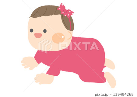 ハイハイする女の子の赤ちゃん 139494269