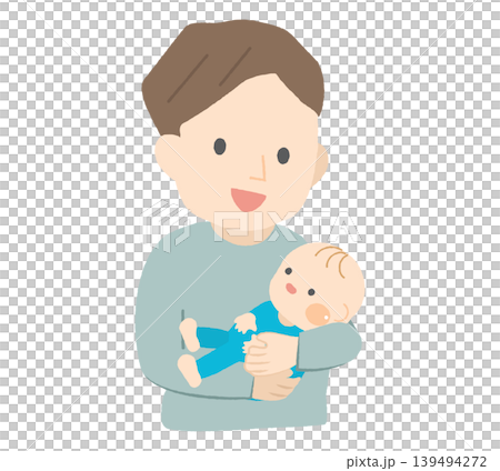 爸爸抱著一個嬰兒 139494272