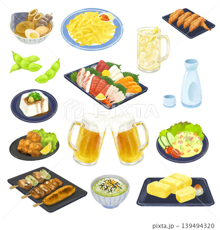 居酒屋メニュー　イラストセット　飲み会 139494320