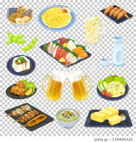 居酒屋メニュー　イラストセット　飲み会 139494320