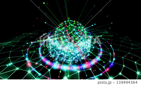 光り輝くデジタルネットワーク構造 139494364