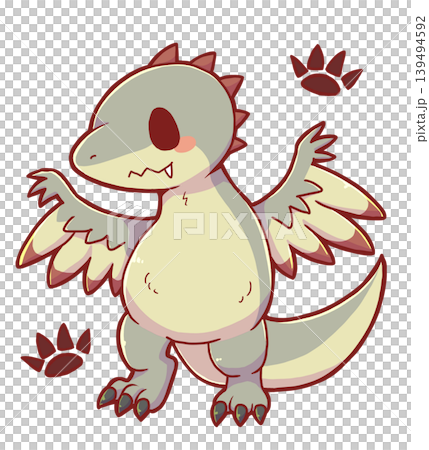 A stylized Velociraptor and footprints A stylized Velociraptor and footprints 139494592
