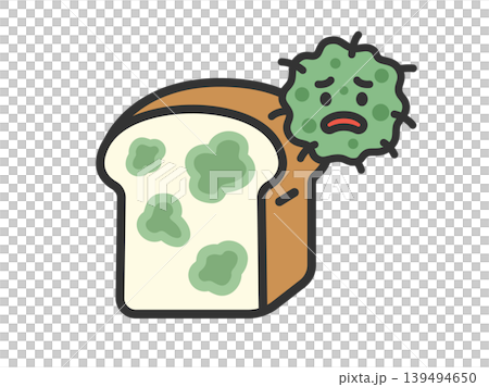 An illustration of a moldy slice of bread (line drawing, color). An illustration of a moldy slice of bread (line drawing, color). 139494650