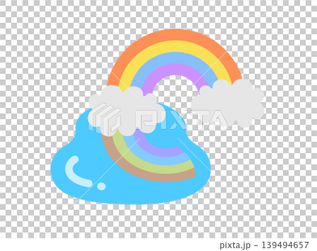 水溜りにうつった、虹のアイコンのイラスト 水溜りにうつった、虹のアイコンのイラスト 139494657