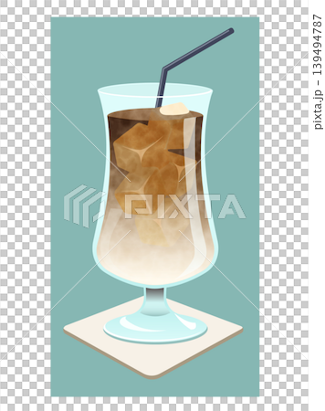 咖啡店風格的冰拿鐵咖啡插畫。 咖啡店風格的冰拿鐵咖啡插畫。 139494787