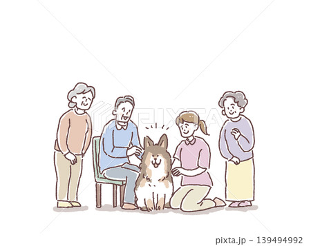 介護、福祉系のお仕事(アニマルセラピー、犬と触れ合うお年寄りと介護士) 介護、福祉系のお仕事(アニマルセラピー、犬と触れ合うお年寄りと介護士) 139494992