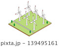 風力発電施設のアイソメトリックイラスト 再生可能エネルギーイメージ 139495161