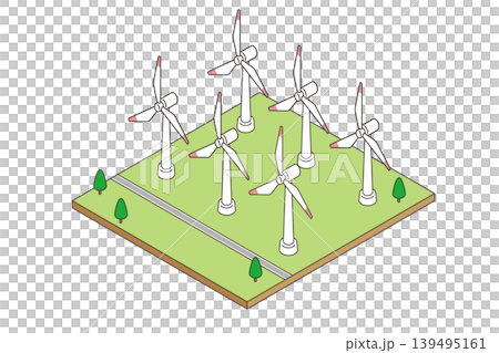 風力発電施設のアイソメトリックイラスト 再生可能エネルギーイメージ 風力発電施設のアイソメトリックイラスト 再生可能エネルギーイメージ 139495161