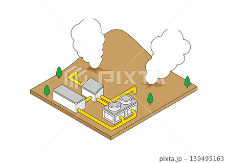 地熱発電所のアイソメトリックイラスト 再生可能エネルギーイメージ 地熱発電所のアイソメトリックイラスト 再生可能エネルギーイメージ 139495163