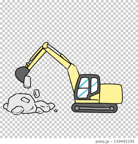 Demolition by an excavator Demolition by an excavator 139495295