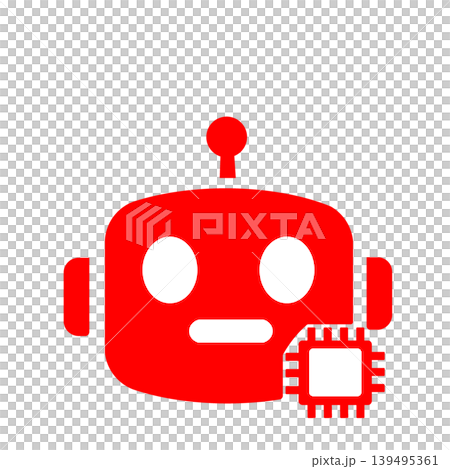 Technology icon (red) representing AI chatbots and robots Technology icon (red) representing AI chatbots and robots 139495361