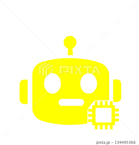 AIチャットボットとロボットを表現したテクノロジーアイコン(黄色) AIチャットボットとロボットを表現したテクノロジーアイコン(黄色) 139495368