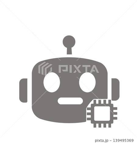 AIチャットボットとロボットを表現したテクノロジーアイコン（グレー） 139495369