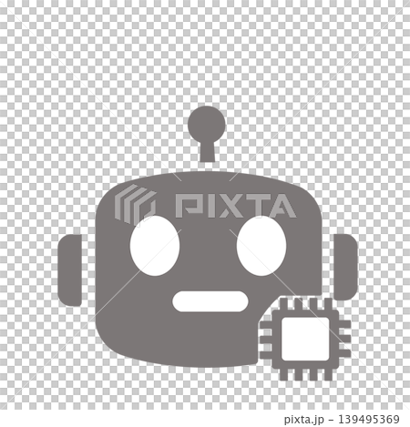 AIチャットボットとロボットを表現したテクノロジーアイコン（グレー） 139495369