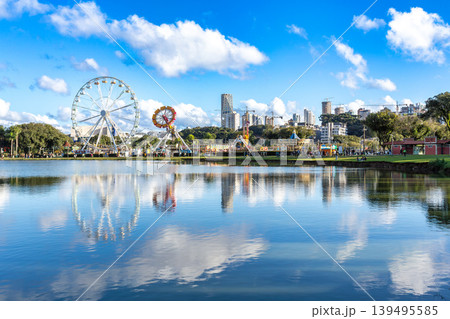Vibrant Barigui Park in capital and largest city Curitiba of state Parana Brazil. Vibrant Barigui Park in capital and largest city Curitiba of state Parana Brazil. 139495585