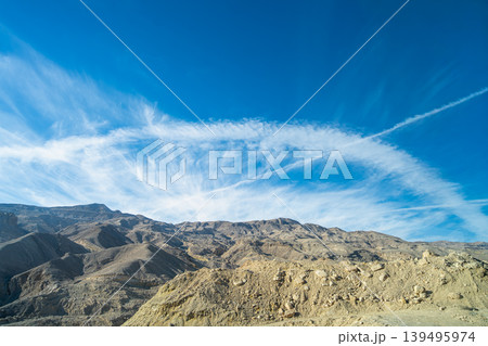 Desert Mountains and Cirrus Clouds on the Road to Cairo, Egypt Desert Mountains and Cirrus Clouds on the Road to Cairo, Egypt 139495974