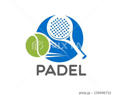 Padel tennis sport icon for paddle sporting emblem or club and team players badge in vector. Padel tennis icon of paddle racket or paddle racquet and ball in motion for sport club tournament Padel tennis sport icon for paddle sporting emblem or club and team players badge in vector. Padel tennis icon of paddle racket or paddle racquet and ball in motion for sport club tournament 139496732