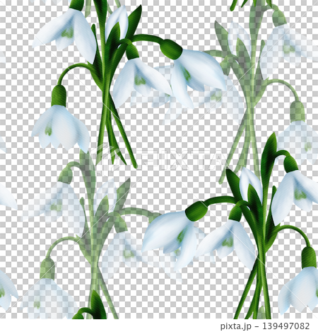 White snowdrops, green branches. Seamless floral botanical pattern. Digital watercolor hand drawn. For design of invitations, certificates, postcards, flyers, textiles, fabrics, stationery White snowdrops, green branches. Seamless floral botanical pattern. Digital watercolor hand drawn. For design of invitations, certificates, postcards, flyers, textiles, fabrics, stationery 139497082