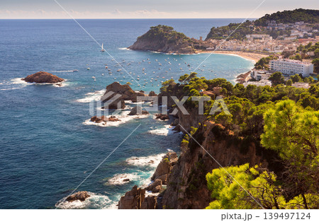 Rocky Mediterranean coastline near Tossa de Mar with pine trees in Catalonia Rocky Mediterranean coastline near Tossa de Mar with pine trees in Catalonia 139497124