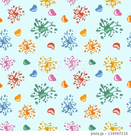 Minimalist Seamless Pattern Vector with Colorful Paint Splashes and Liquid Drops on Mint Background for Kids Art Projects Fabric and Wrapping Paper Minimalist Seamless Pattern Vector with Colorful Paint Splashes and Liquid Drops on Mint Background for Kids Art Projects Fabric and Wrapping Paper 139497218