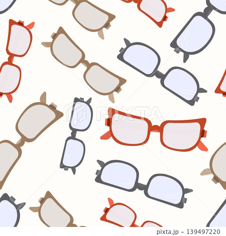 Minimalist Eyewear Seamless Pattern Vector Modern Glasses in Black Orange and Kraft Frames Background for Optician Branding Fashion and Fabric Design 139497220