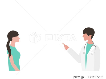 女性に指差し説明をする医師のベクターイラスト素材 139497293