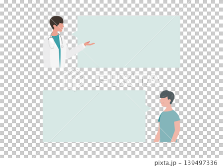 医師と高齢男性の吹き出し・会話のベクターイラスト素材 医師と高齢男性の吹き出し・会話のベクターイラスト素材 139497336
