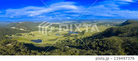 Panoramic aerial view of the Kanimbla Valley in the Blue Mountains Panoramic aerial view of the Kanimbla Valley in the Blue Mountains 139497376