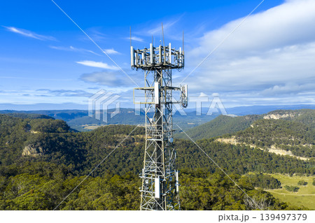 Aerial view of a telecommunications tower in the Kanimbla Valley Aerial view of a telecommunications tower in the Kanimbla Valley 139497379