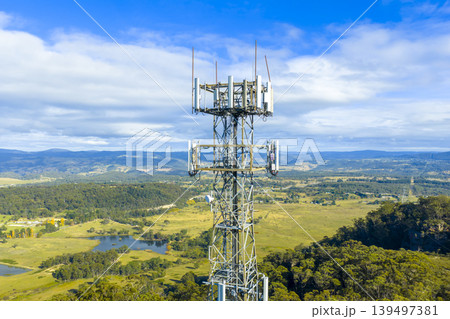 Aerial view of a telecommunications tower in the Kanimbla Valley Aerial view of a telecommunications tower in the Kanimbla Valley 139497381