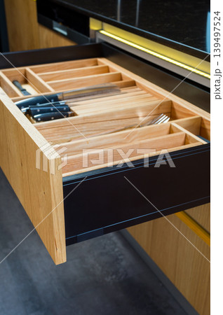 Neatly arranged kitchen drawer Neatly arranged kitchen drawer 139497524