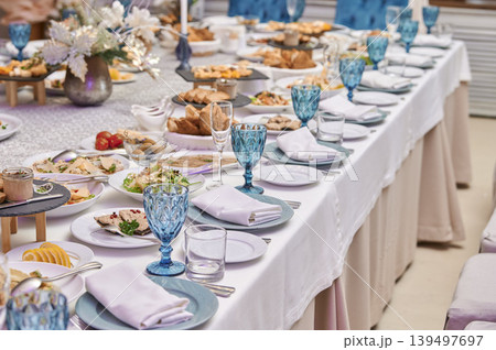 Elegant dining setup for a joyful celebration 139497697