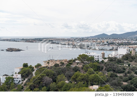 Ibiza coastal town and bay panorama in Ibiza, Spain Ibiza coastal town and bay panorama in Ibiza, Spain 139498060