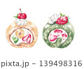 フルーツロールケーキの手描き水彩イラスト 139498316