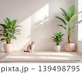 観葉植物と自然光に包まれたナチュラル空間の余白背景 139498795