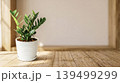 plant in pot on wooden table 139499299
