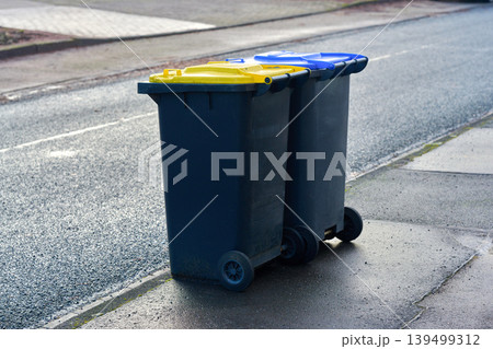 Vibrant bins on street 139499312