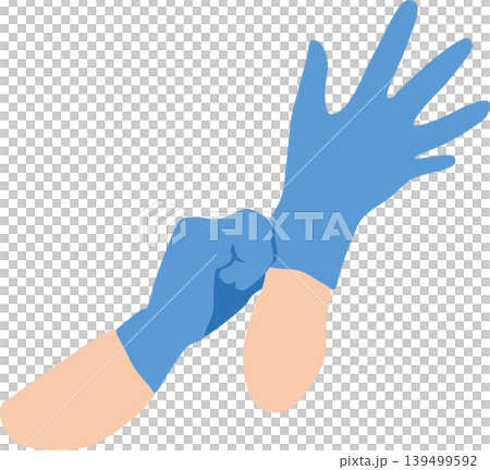 手術用手袋を装着している手にクローズアップしたイラスト 139499592