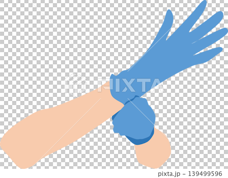 手術用手袋を装着している手にクローズアップしたイラスト 手術用手袋を装着している手にクローズアップしたイラスト 139499596