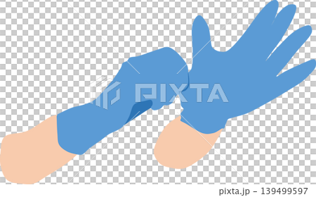 手術用手袋を装着している手にクローズアップしたイラスト 手術用手袋を装着している手にクローズアップしたイラスト 139499597