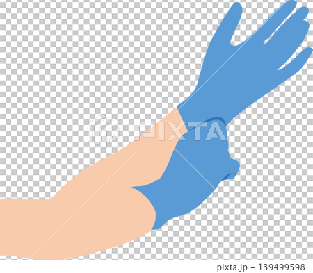 手術用手袋を装着している手にクローズアップしたイラスト 139499598