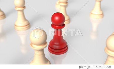 Red Chess Pawn Leadership Strategy 3d render. Red Chess Pawn Leadership Strategy 3d render. 139499996