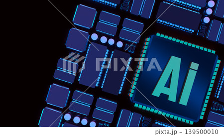 Artificial Intelligence Processor Technology 3d render. Artificial Intelligence Processor Technology 3d render. 139500010