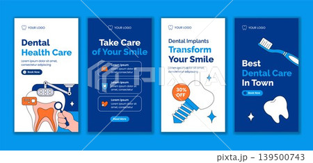 Flat Cartoon Hand Drawn Dentist Healthcare Social Media Story Background Template 139500743
