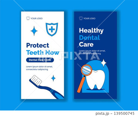 Vertical Banner Flat Cartoon Hand Drawn Dentist Healthcare Social Media Background Vertical Banner Flat Cartoon Hand Drawn Dentist Healthcare Social Media Background 139500745