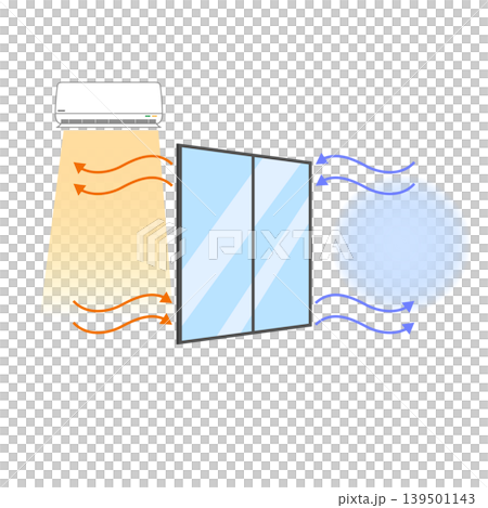 窓を挟んだ室内と室外の温度差のイラスト 139501143