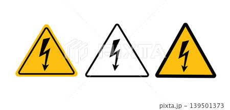 Danger High Voltage Hazard Warning Signs With Lightning Bolt Triangle Yellow Caution Icon 139501373