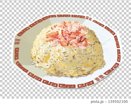 蟹肉炒飯（盛於帶有雷電圖案的紅色盤子中） 139502100