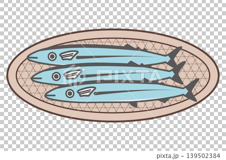カゴに盛られたサンマのイラストセット 秋の味覚 139502384