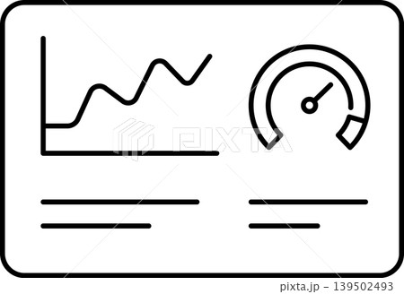 Outline dashboard icon featuring analytics chart and performance gauge for data monitoring reporting and business insights 139502493